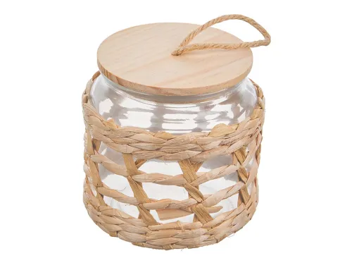 Seagrass Wrapped Storage Jar with Lid Bathroom Organizer1 Seagrass Wrapped Storage Jar with Lid Bathroom Organizer