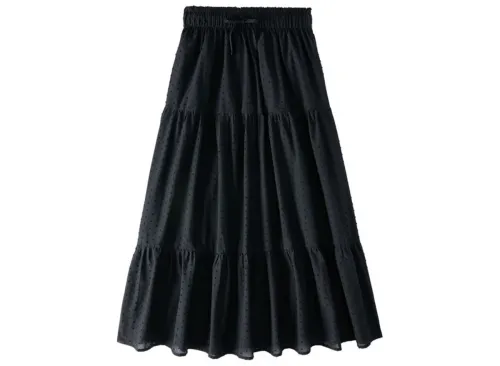 Serra Black Woven Tiered Skirt