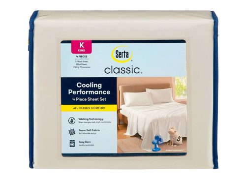 Serta Classic Cooling Performance Sheet Set, King, Ivory, 4 pc