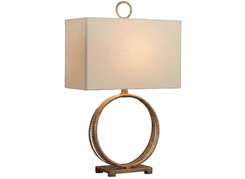 Signature Design by Ashley Mahala Traditional 28" Braided Metal Round Single Table Lamp, 3-Way Switch, UL Listed, Rectangular Shade, Antique Gold Finish