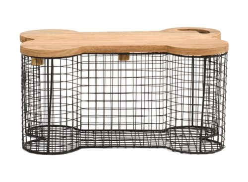 Small Pet Toy Storage Bin With Wooden Lid