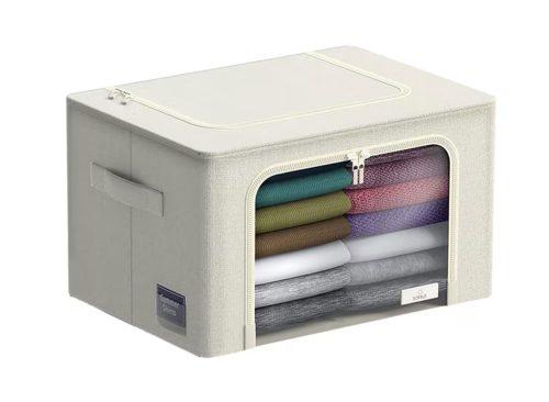Sorbus Storage Bins with Metal Frame Stackable and Foldable with Window and Handles for Bedding and Clothes