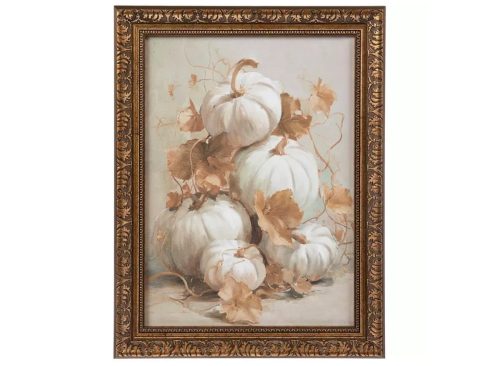 Stacked White Pumpkins Framed Wall Decor