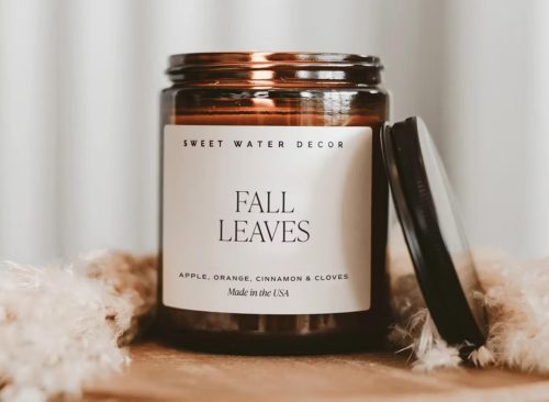 Sweet Water Decor Fall Leaves 9oz Amber Jar Soy Candle