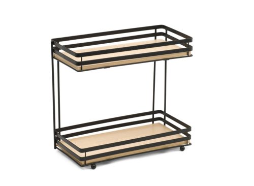 THINKSPACE BEAUTY 2 Tier Oak Wood Beauty Organizer