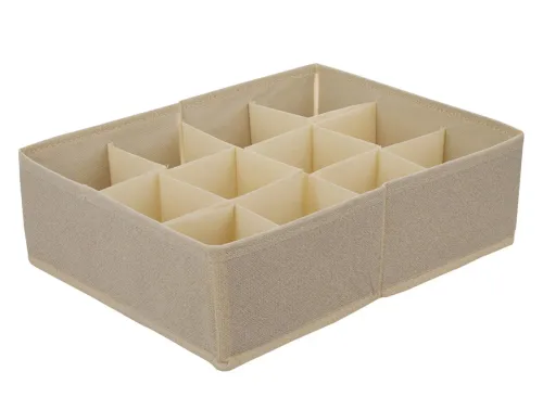 Tan Rectangular Fabric Adjustable Drawer Organizer