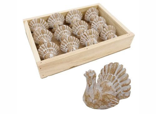 Transpac Mini Turkeys Decorative Figurines Set of 12 Fall Harvest Tabletop Decor Multicolor Indoor Use Thanksgiving Gifts