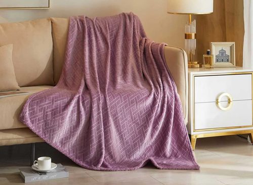 Trellis Embossed Throw Blanket, Soft Purple