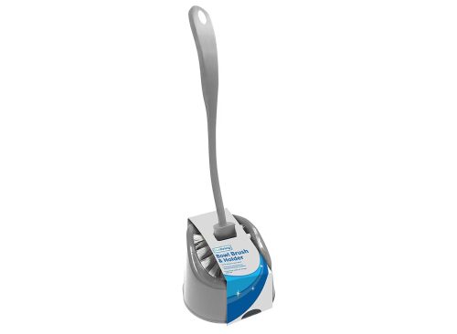 True Living Gray Bowl Brush & Holder
