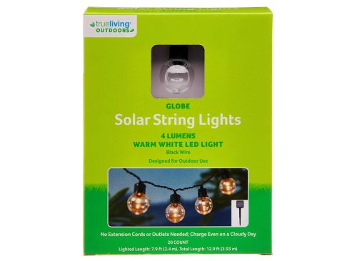 True Living Outdoors Globe Solar String Lights, Warm White LED, 12.9 ft