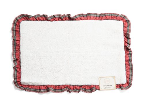WARM WISHES 20x32 Plaid Ruffle Trim Figural Bath Rug