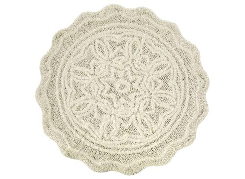 White Floral Bath Rug
