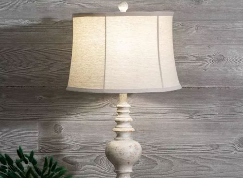 White Vintage Farmhouse Finial Table Lamp
