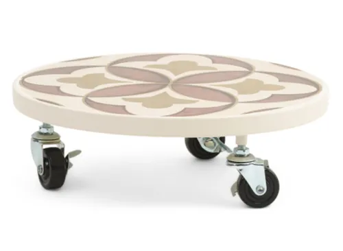 ZAER 12in Iron Venice Mosaic Tile Planter Trolley