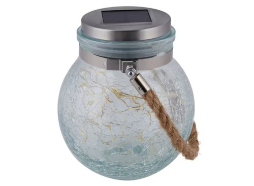 allen + roth Black Glass Solar Outdoor Decorative Lantern