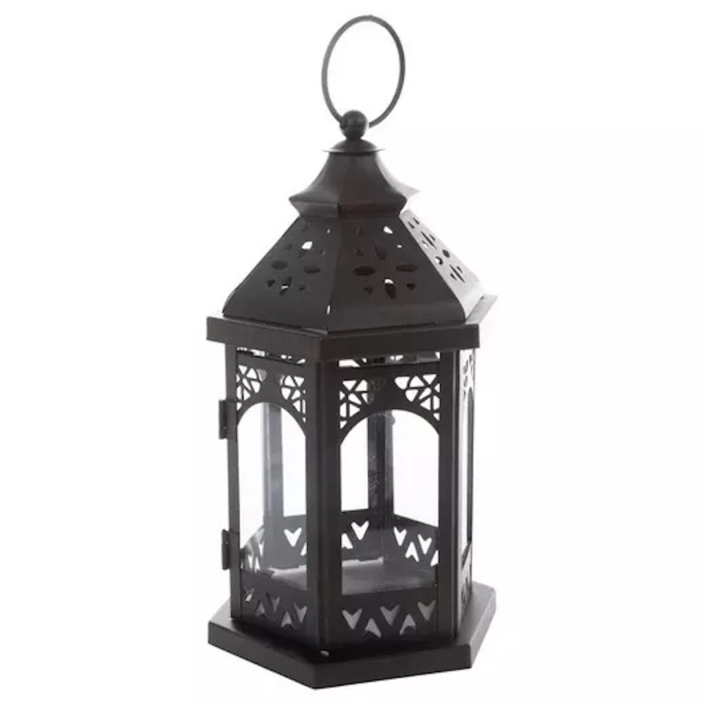 Black Hexagonal Metal Lantern