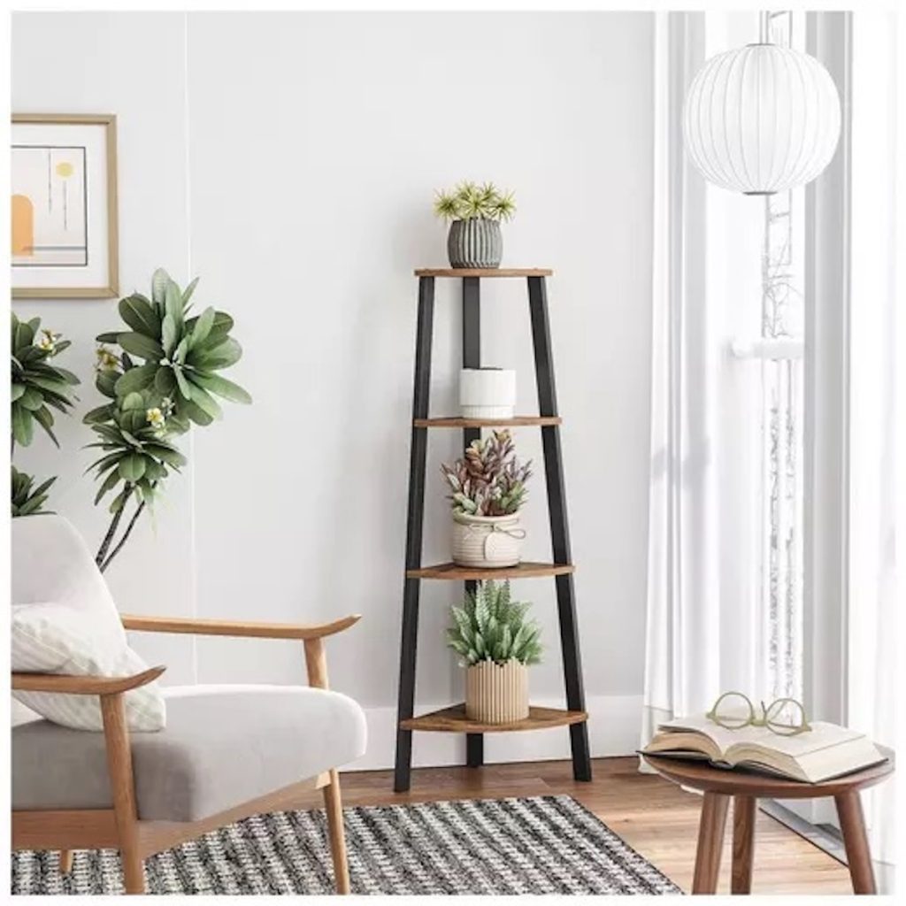Four-Tiered Corner Bookshelf