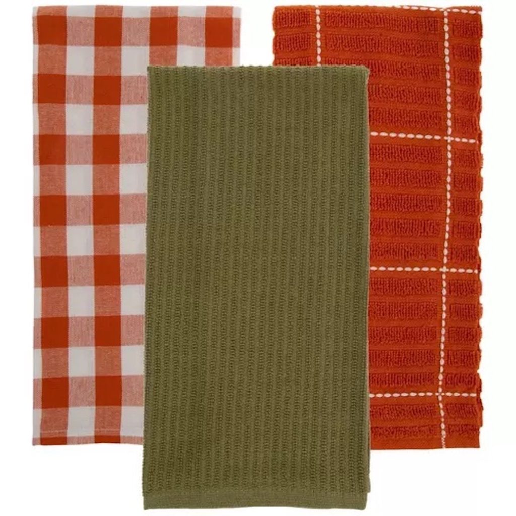Orange & Green Buffalo Plaid Kitchen Towels