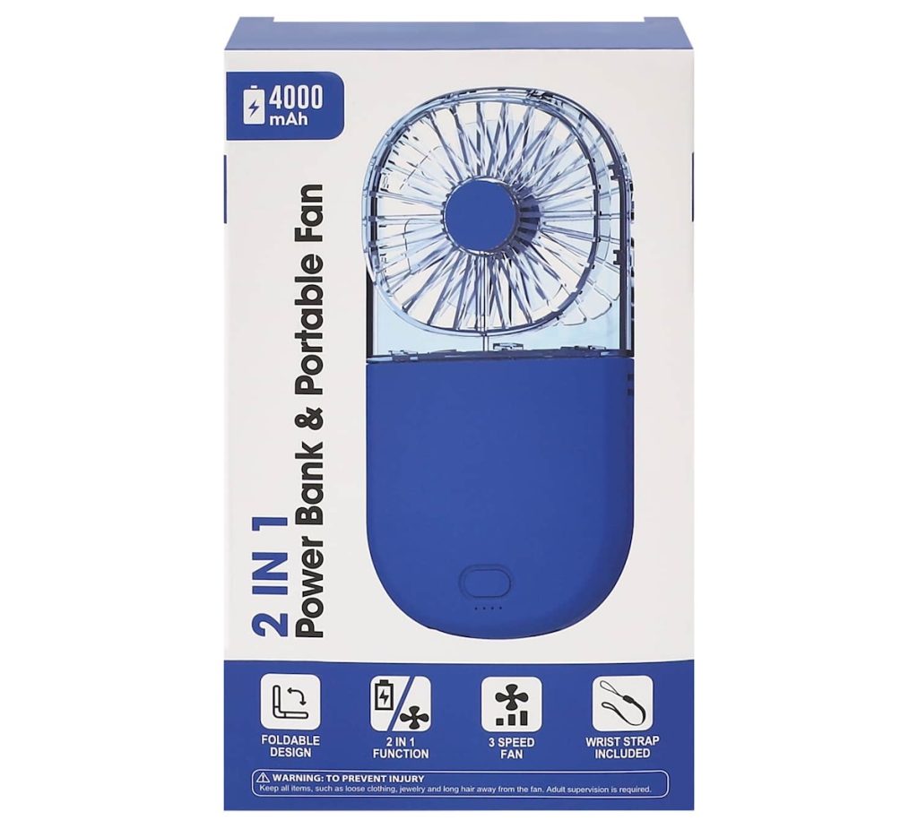Power Bank & Portable Fan 2-In-1