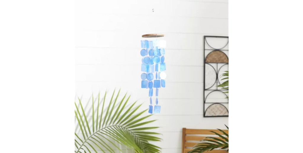 Harper & Willow Blue Capiz Shell Waterfall Windchime