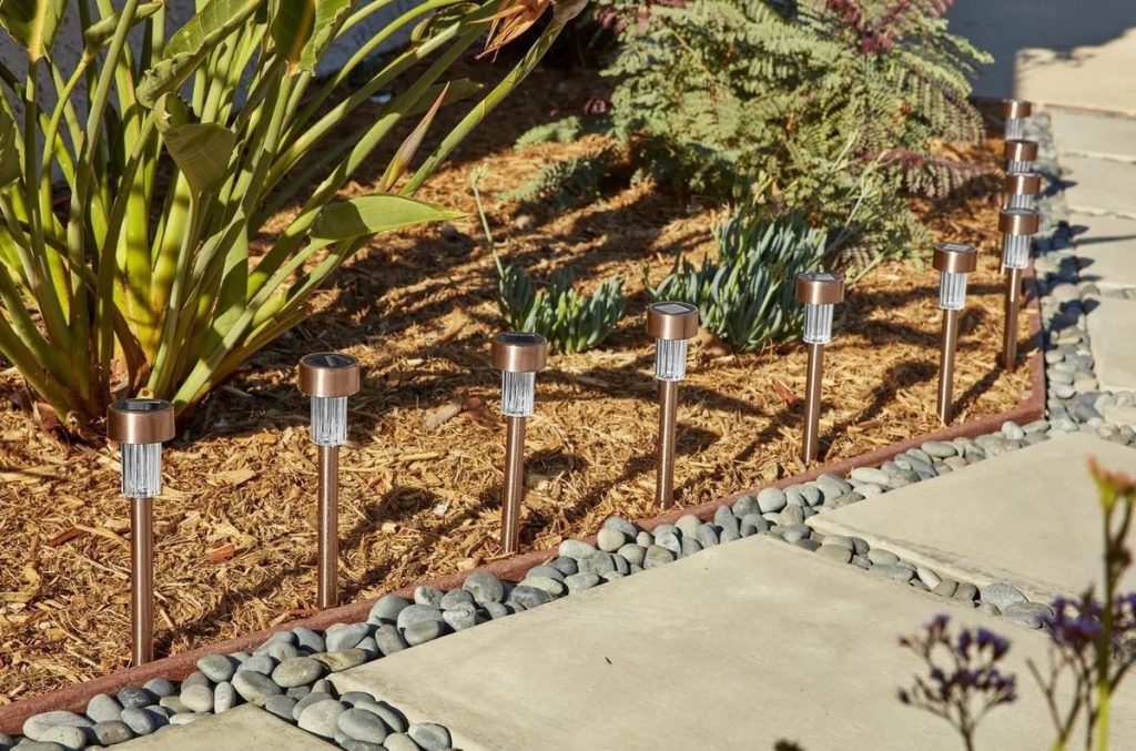 Luminar Outdoor 10 in. Solar LED Copper Finish Pathway Lights