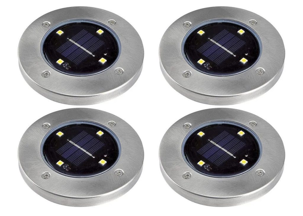Luminar Outdoor Solar LED In-Ground Disk Lights, 4-Pack