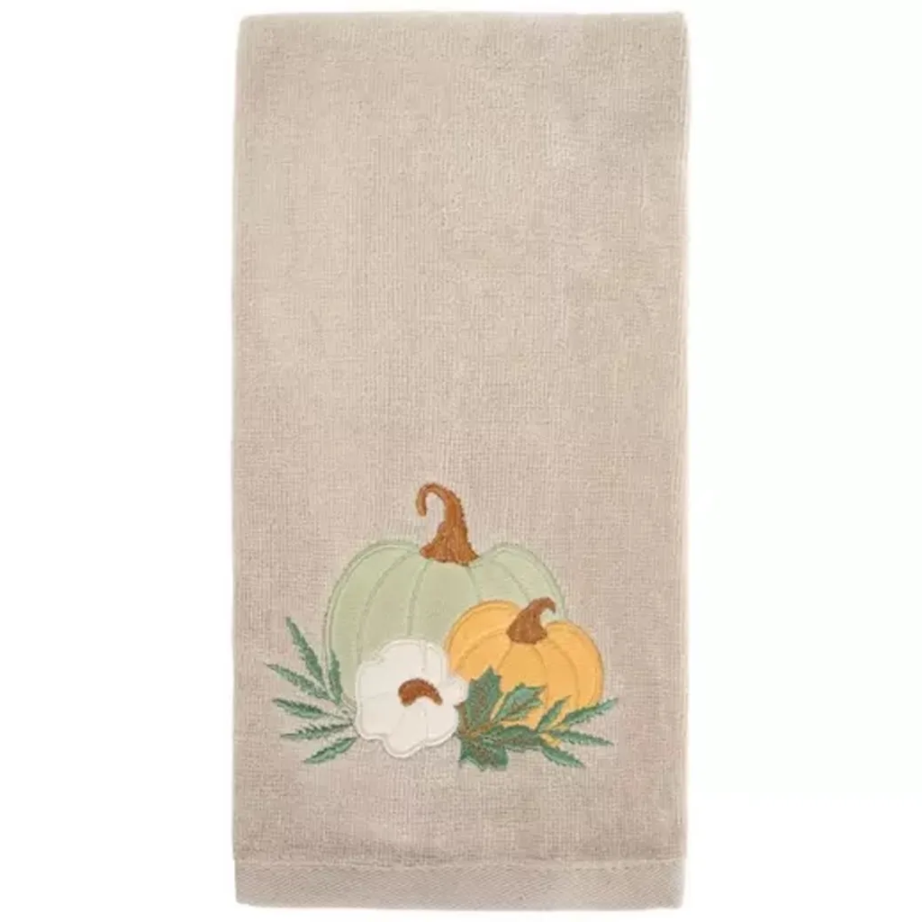 Embroidered Pumpkins Velour Hand Towels