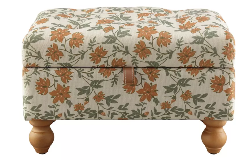 Red Shed Floral Wooden Storage Ottoman