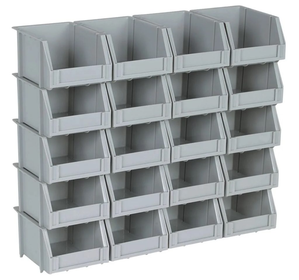 Storehouse 20-Bin Rail Mount Stackable Parts Storage