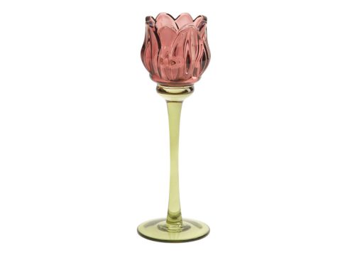 RACHEL ZOE 8.75in Glass Figural Tulip Taper Candle Holder