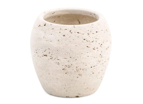 INTERNATIONAL BRASS HOUSE Travertine Cylindrical Holder