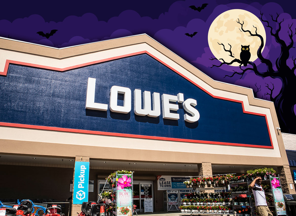 11 Best New Lowe's Halloween Finds Already Hitting Shelves. Stone Mountain, Ga USA - 05 25 20: Lowe's retail home store sign and entrance man walking out