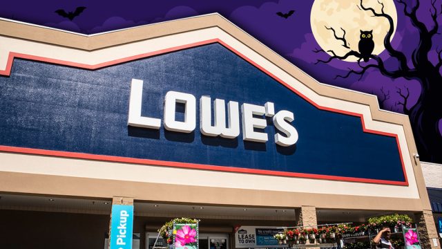 11 Best New Lowe's Halloween Finds Already Hitting Shelves. Stone Mountain, Ga USA - 05 25 20: Lowe's retail home store sign and entrance man walking out
