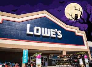 11 Best New Lowe's Halloween Finds Already Hitting Shelves. Stone Mountain, Ga USA - 05 25 20: Lowe's retail home store sign and entrance man walking out