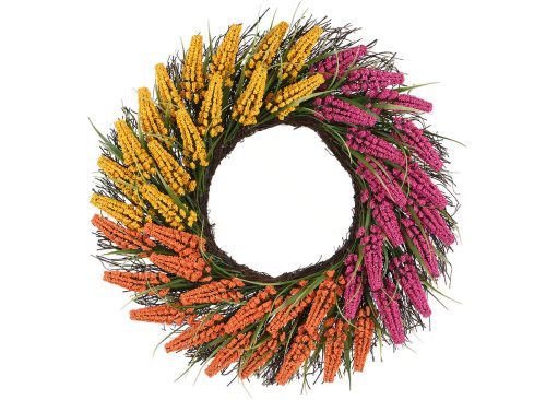 22" Yellow, Orange & Pink Heather Wreath by Ashland