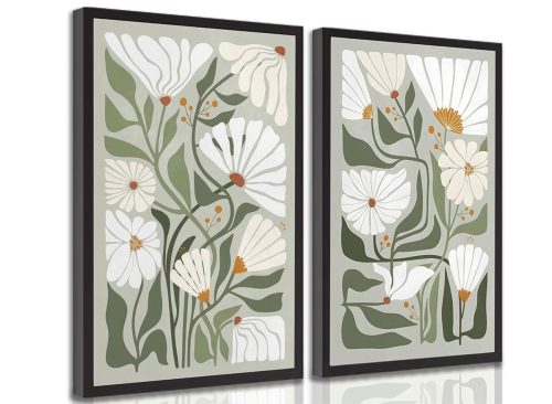 2PCS Boho Wildflower Canvas Wall Art Prints