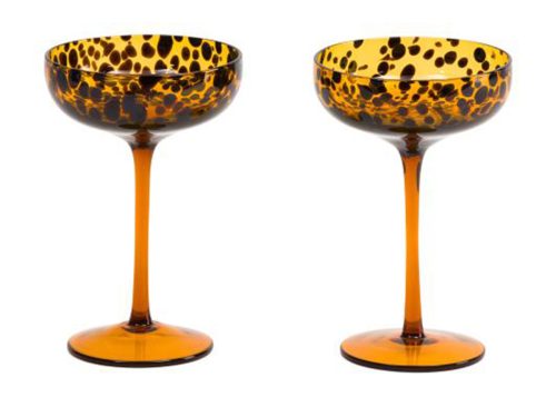 ALEX & ZOE Set Of 2 Leopard Coupe Glasses