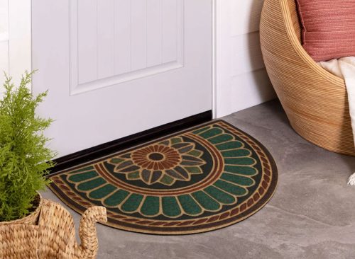 Amoura Geometric Tiled Medallion Recycled Rubber All Weather Non-Slip Outdoor Slice Door Mat