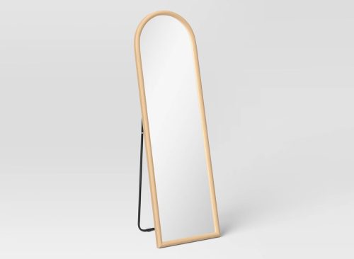20" x 65" Arch Floor Mirror Natural - Threshold™: Modern Polystyrene Frame, No Assembly, Freestanding Design