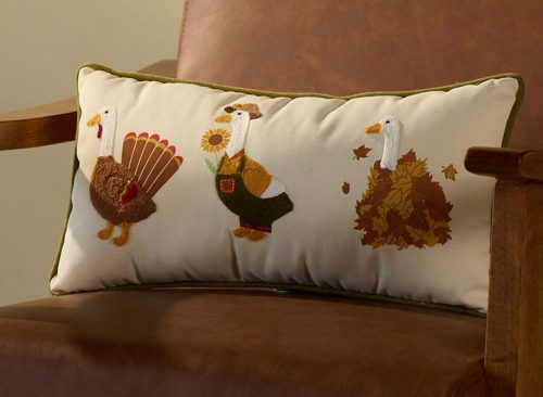 Autumn Geese Embroidered Pillow
