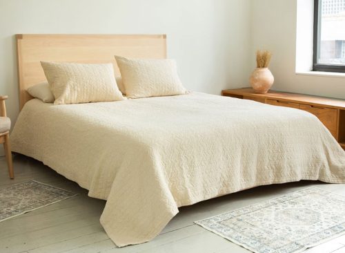 Avocado Herringbone 3-piece Organic Cotton Coverlet Set