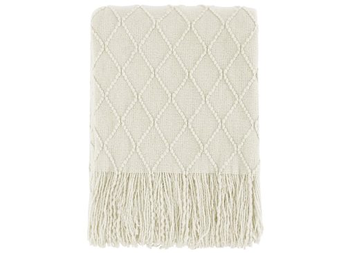 BOURINA Beige Throw Blanket 50x60 Inch Boho Knitted Soft Throw Sofa Blanket