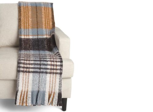 BROOKS BROTHERS Faux Mohair Plaid Throw