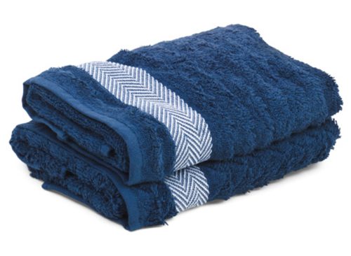 BROOKS BROTHERS Made In Turkey Set Of 2 Herringbone Hand Towels