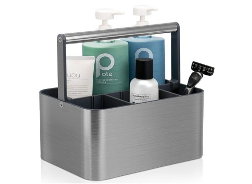  BYUNER Portable Shower Caddy Dorm: Compact Bathroom Caddy Organizer with Handle & Adjustable Dividers, Hard Plastic Shower Basket Storage Tote