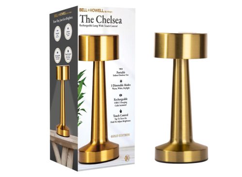 Bell Howell The Chelsea Rechargeable Lamp with Touch Control, Gold