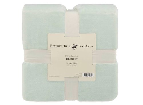 Beverly Hills Polo Club Plush Flannel Blanket, 90x90 in, Green