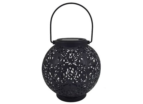 Black Round Solar Lantern, 6"
