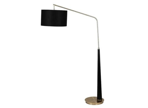 Black Wood and Gold Arc Floor Lamp