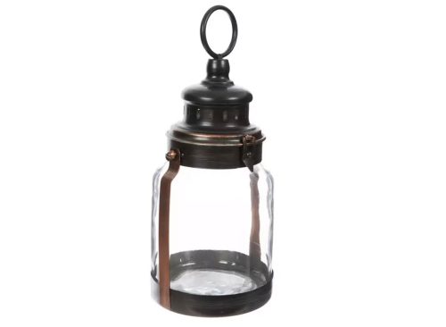 Black and Copper Round Metal Lantern